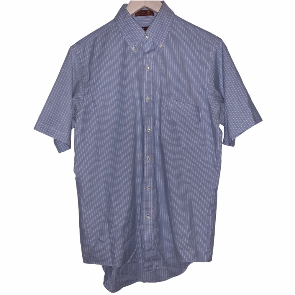 Vintage 90s Blue & White Stripe Casual Button Down Top